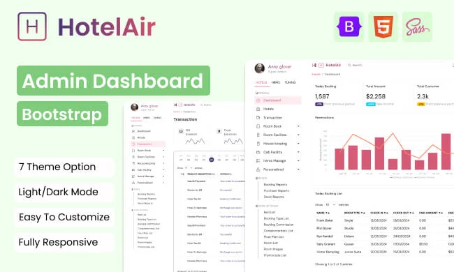 HotelAir - Hotel Management Admin Dashboard Template